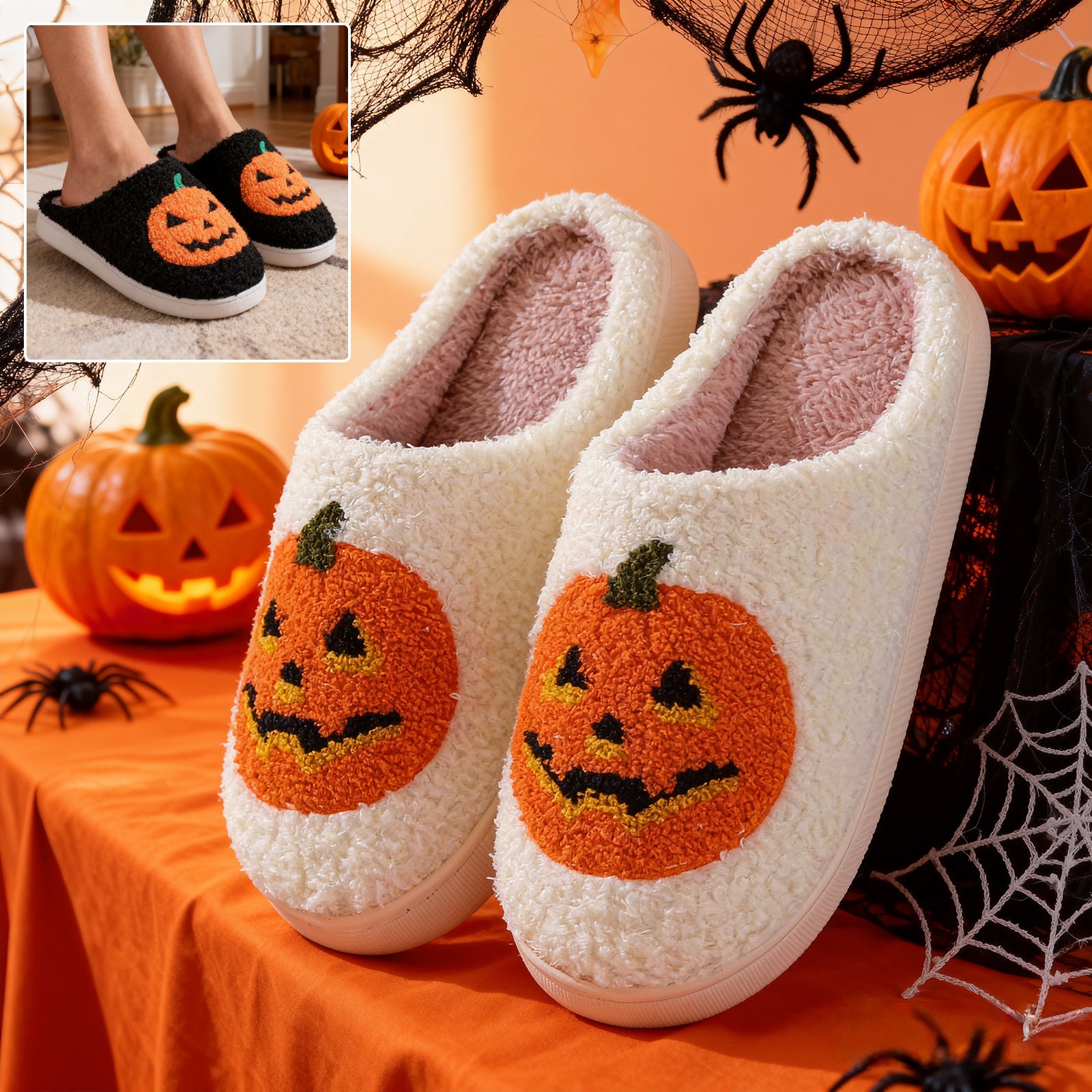 Halloween Pumpkin Cartoon Slippers Warm Winter Slippers