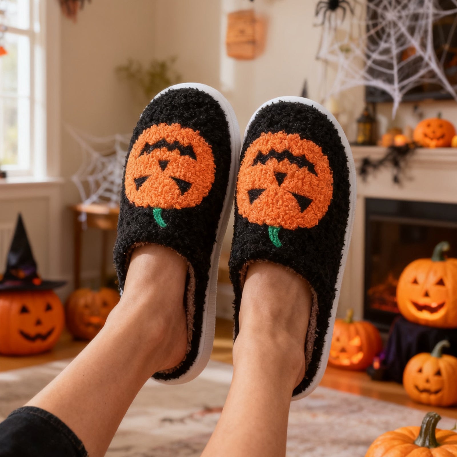 Halloween Pumpkin Cartoon Slippers Warm Winter Slippers