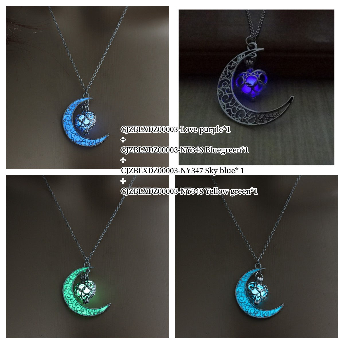 Glowing Silver Plated Pendant Necklaces